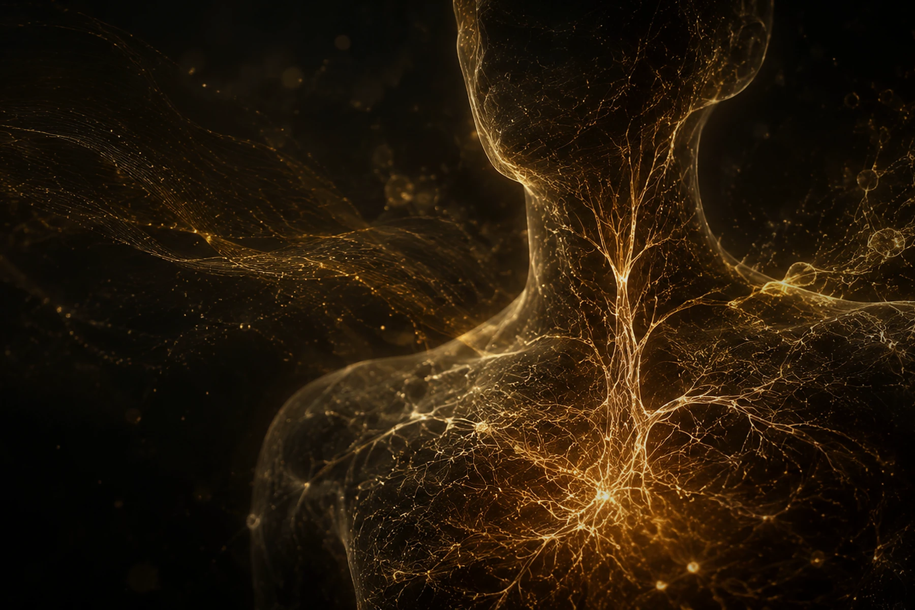 Gold nervous-system and biological pathway imagery, representing the structured Ageless by Design programme architecture.
