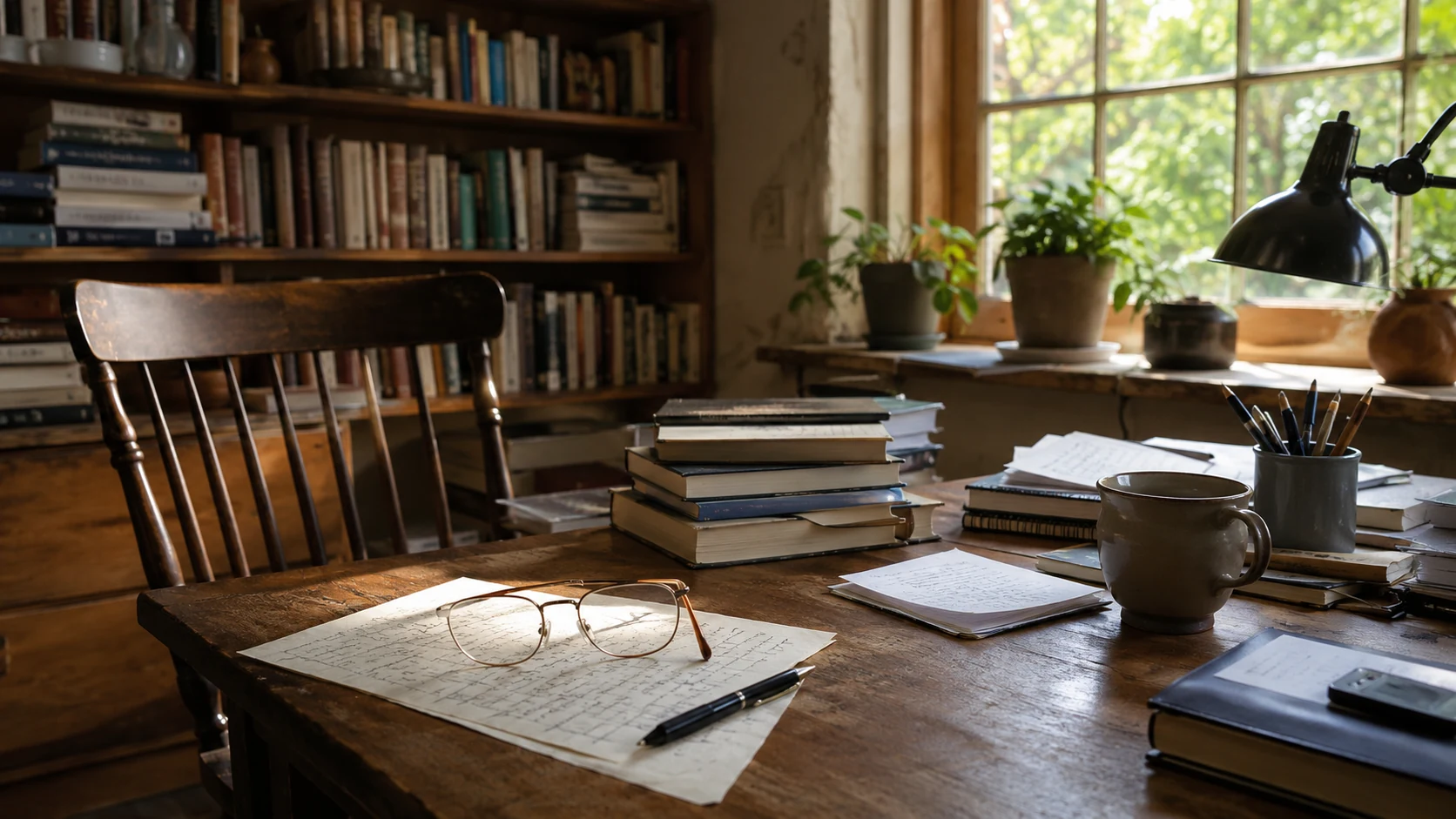 A quiet working study representing Martin Rothery's research and writing