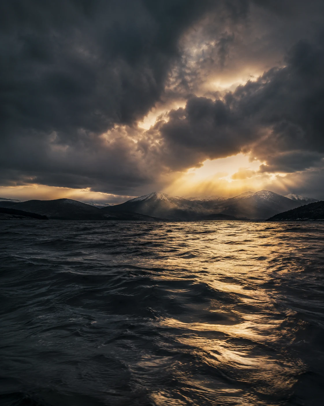 Moving water and storm light representing emotion as information and movement