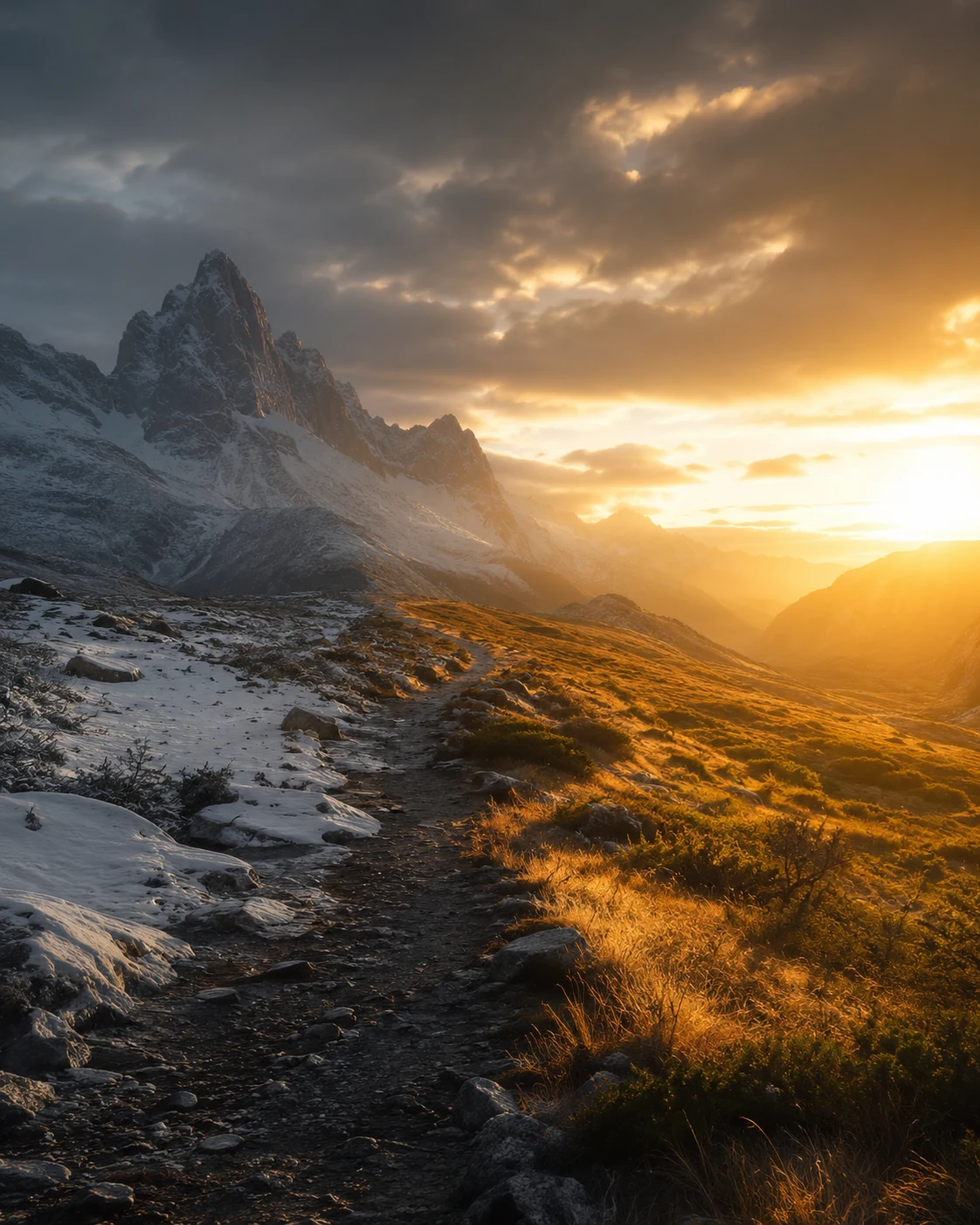 Demanding mountain trail representing the Heroic Realm and lived challenge
