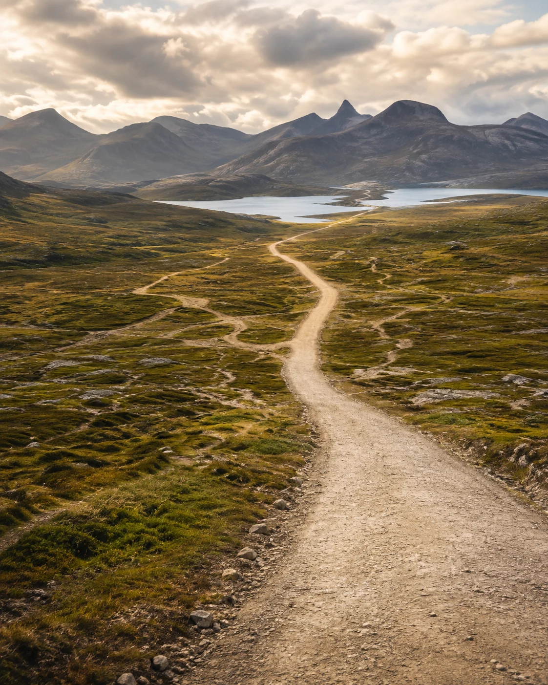 Changing landscape and converging path representing deliberate transformation